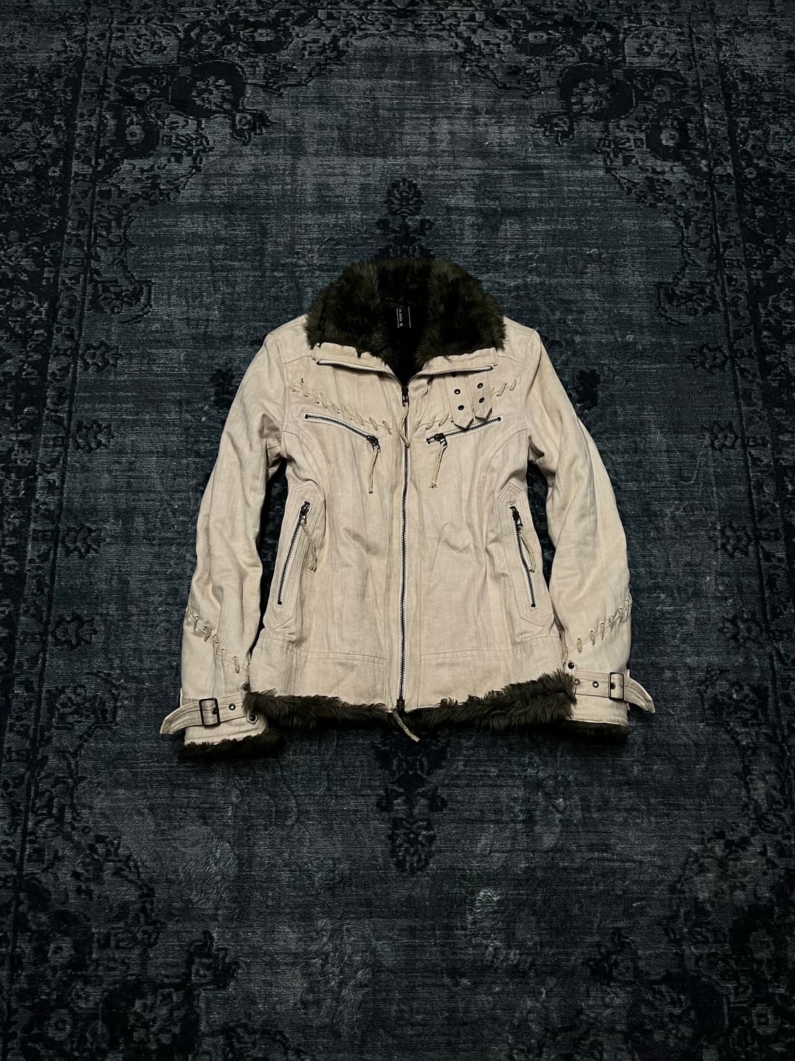 Chil deric fake suede lace up fur jacket 상품이미지1