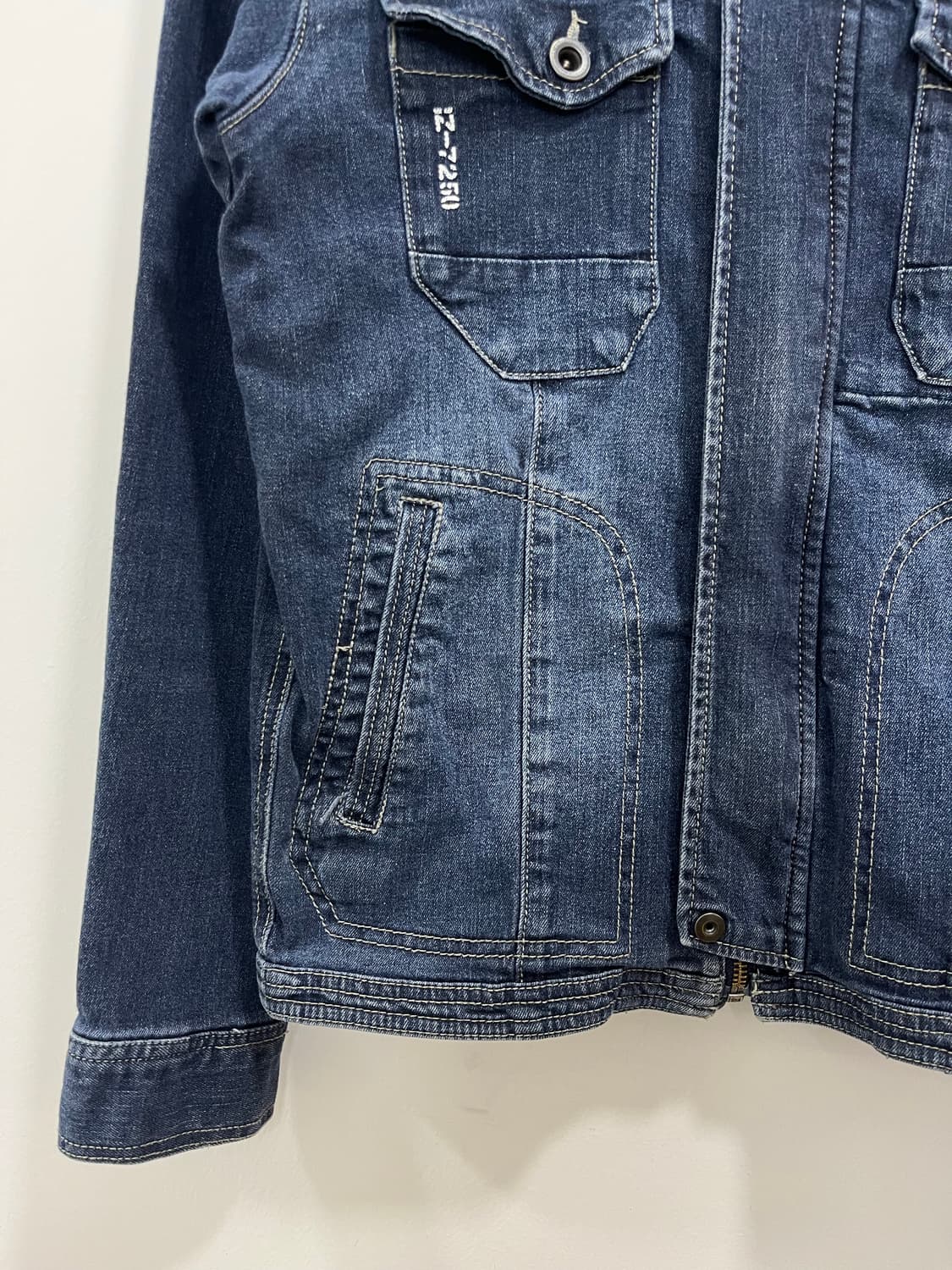 일본 빈티지 락펑크 카고 포켓 데님 집업 자켓 상품이미지4