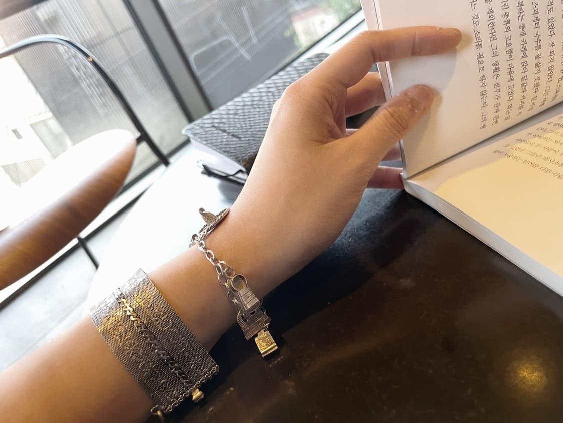 1980s 영국 빈티지 925 실버 체인 브레이슬릿 상품이미지1