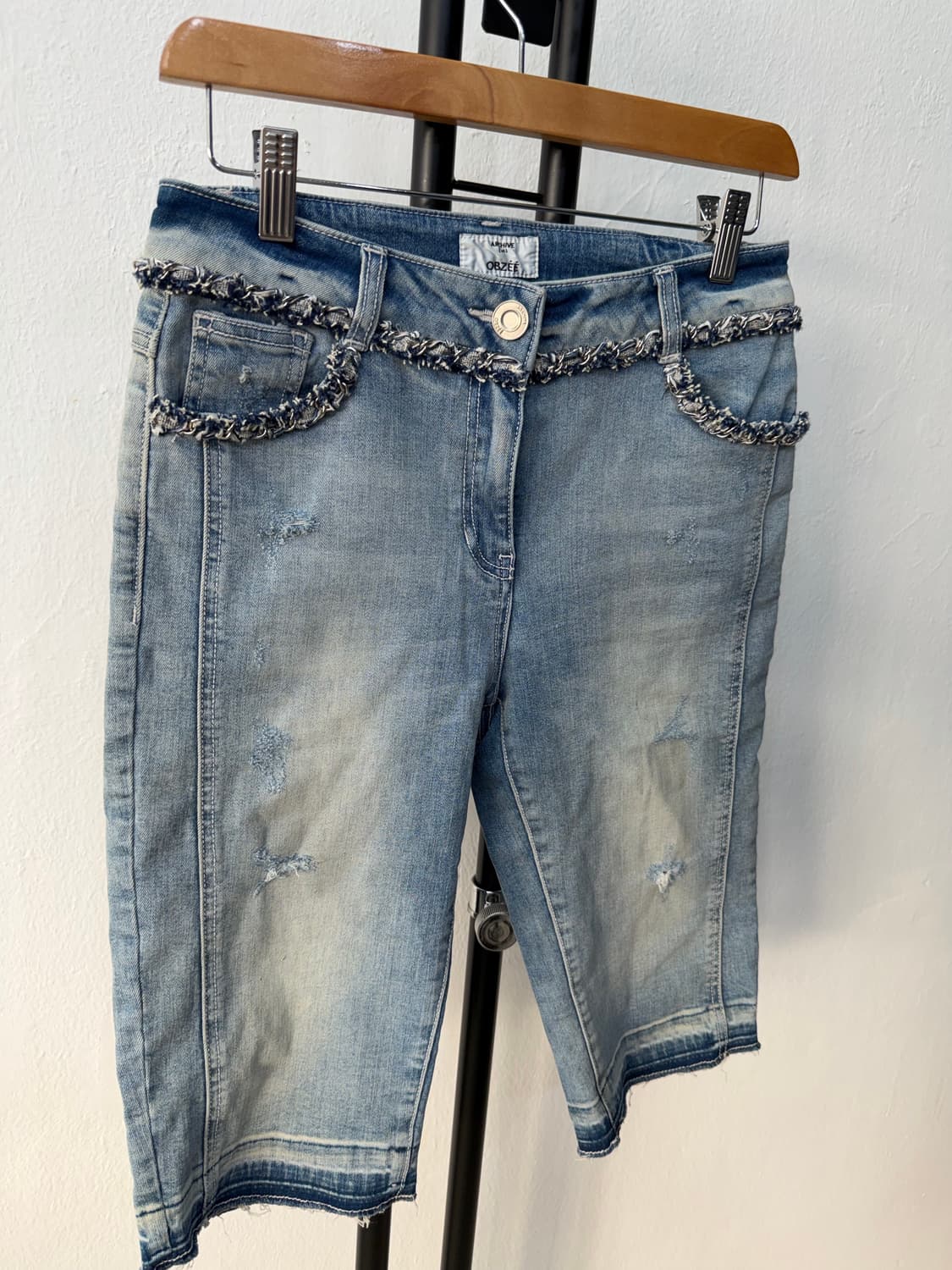 정품) OBZEE 오브제 한섬 여성 데님 칠부팬츠 64(26) 상품이미지2