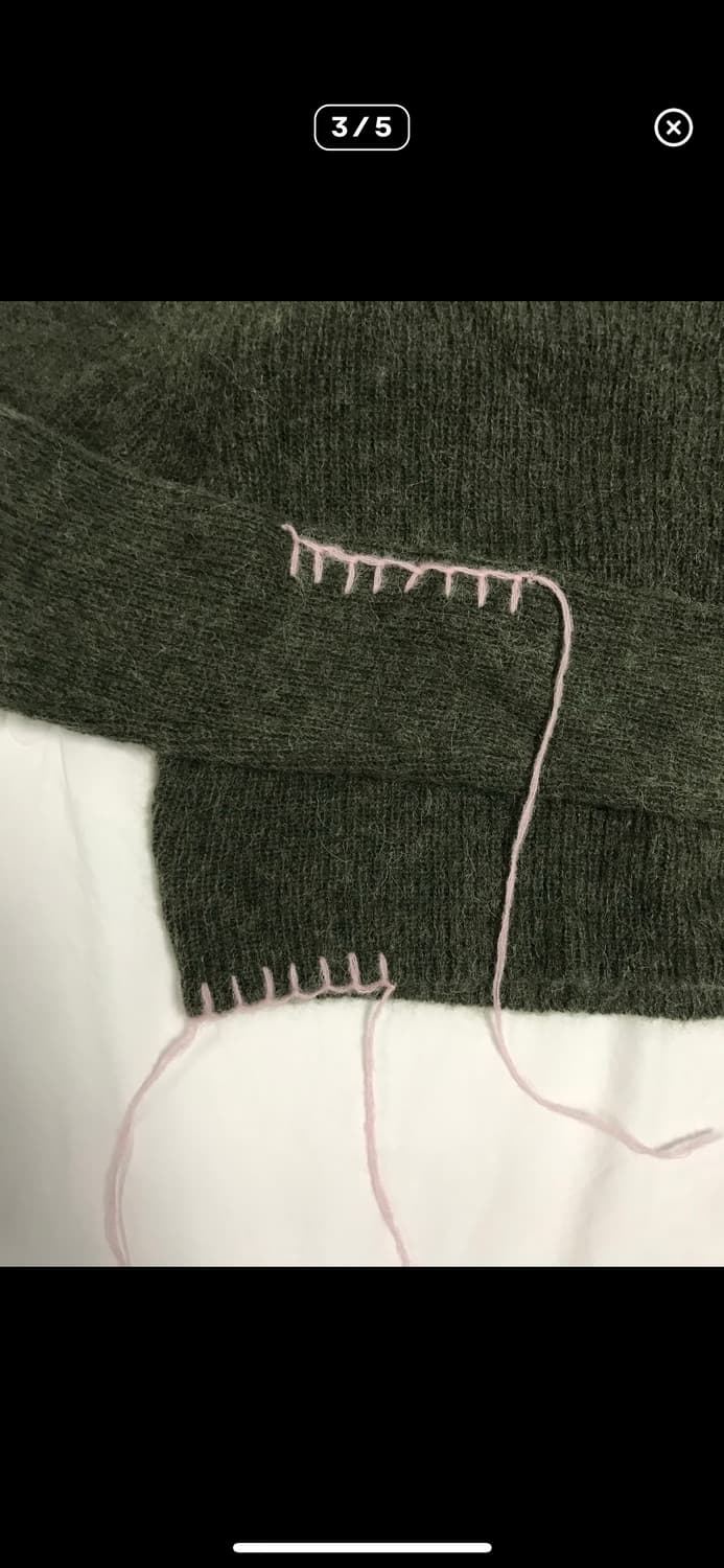 (M) 자라 콘트라스트 스티치 크롭 니트 상품이미지4