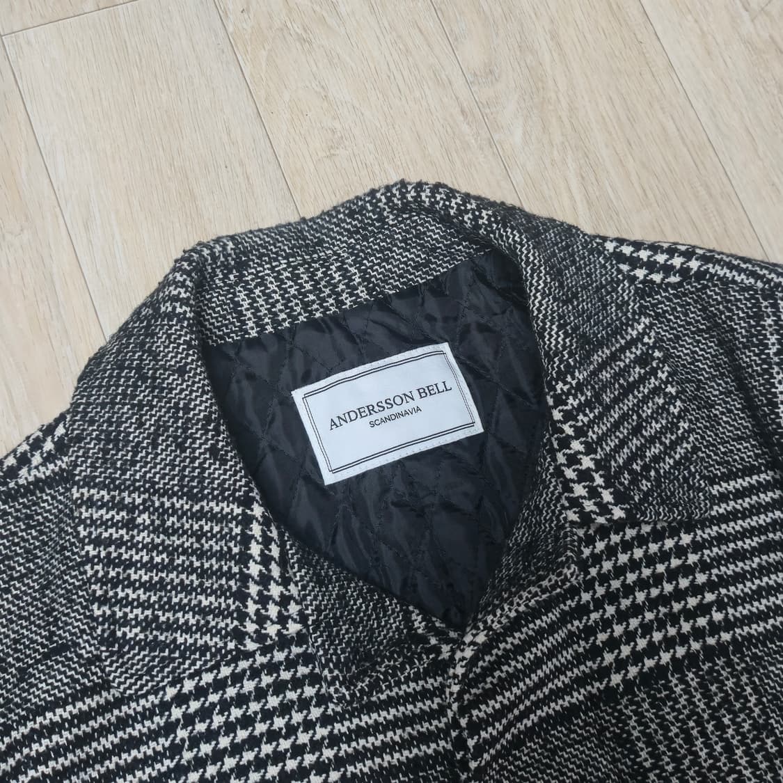 M) 앤더슨벨 울혼방 글렌체크 코트 상품이미지2