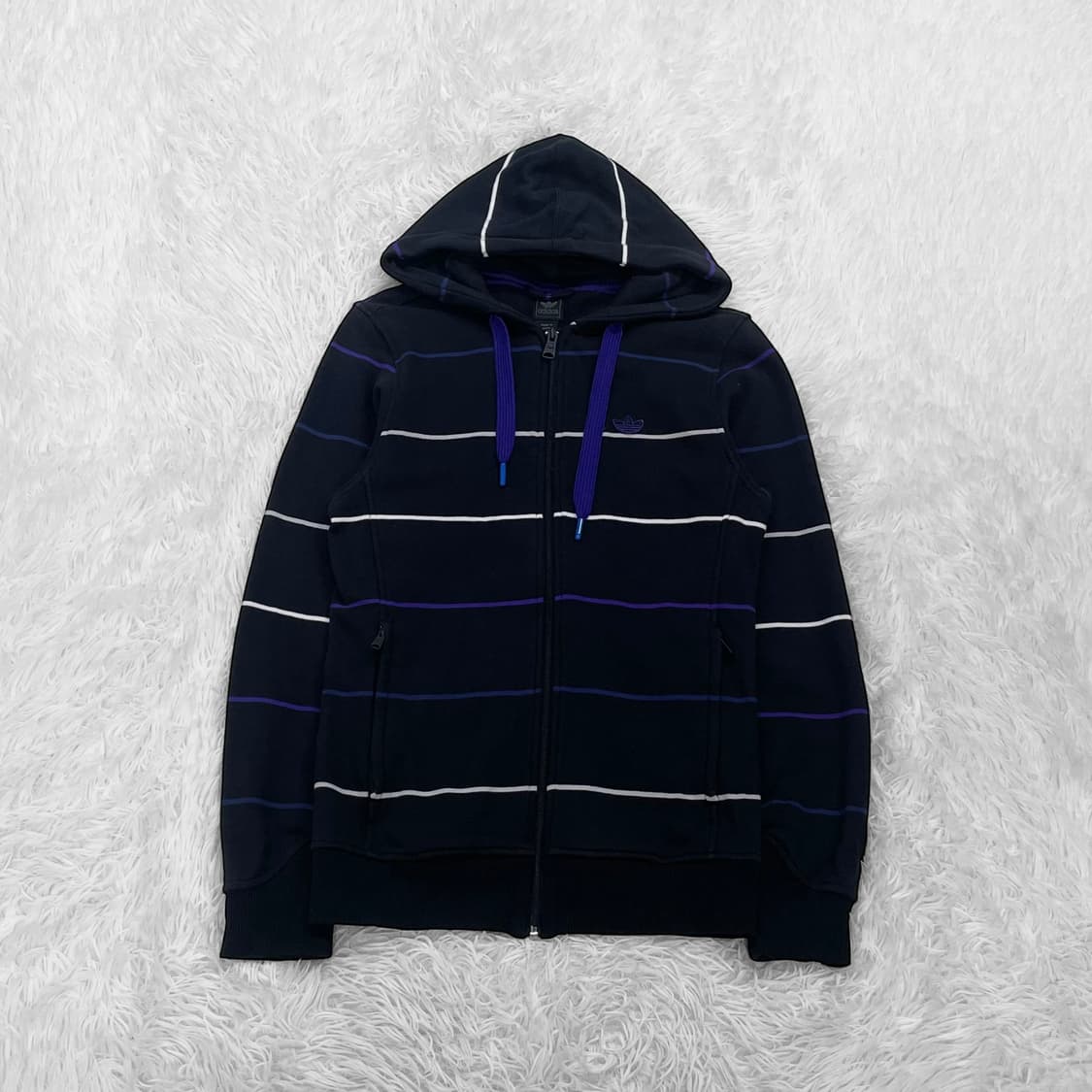 아디다스 트레포일 스트라이프 후드 집업 블랙 상품이미지2