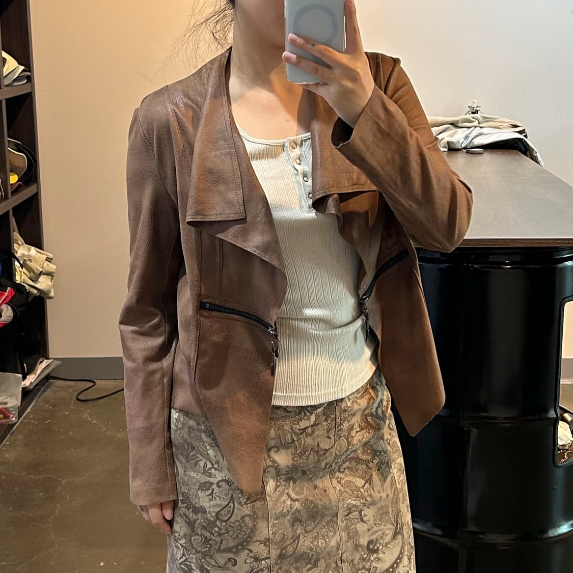 브라운 드레이프 언발 자켓 상품이미지2