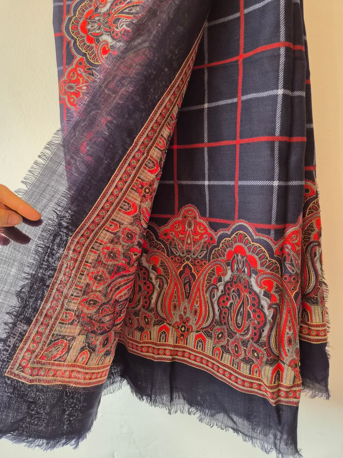 버버리스 페이즐리 실크울 숄스카프 상품이미지4