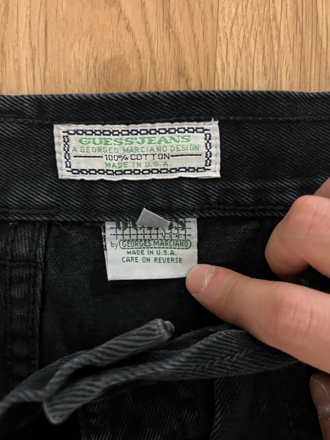 90s guess 게스 마르시아노 흑청 버뮤다 팬츠 made in usa 상품이미지2