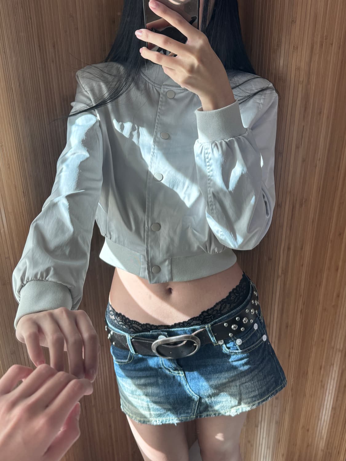 zara 여성 새틴 크롭 블루종 상품이미지1