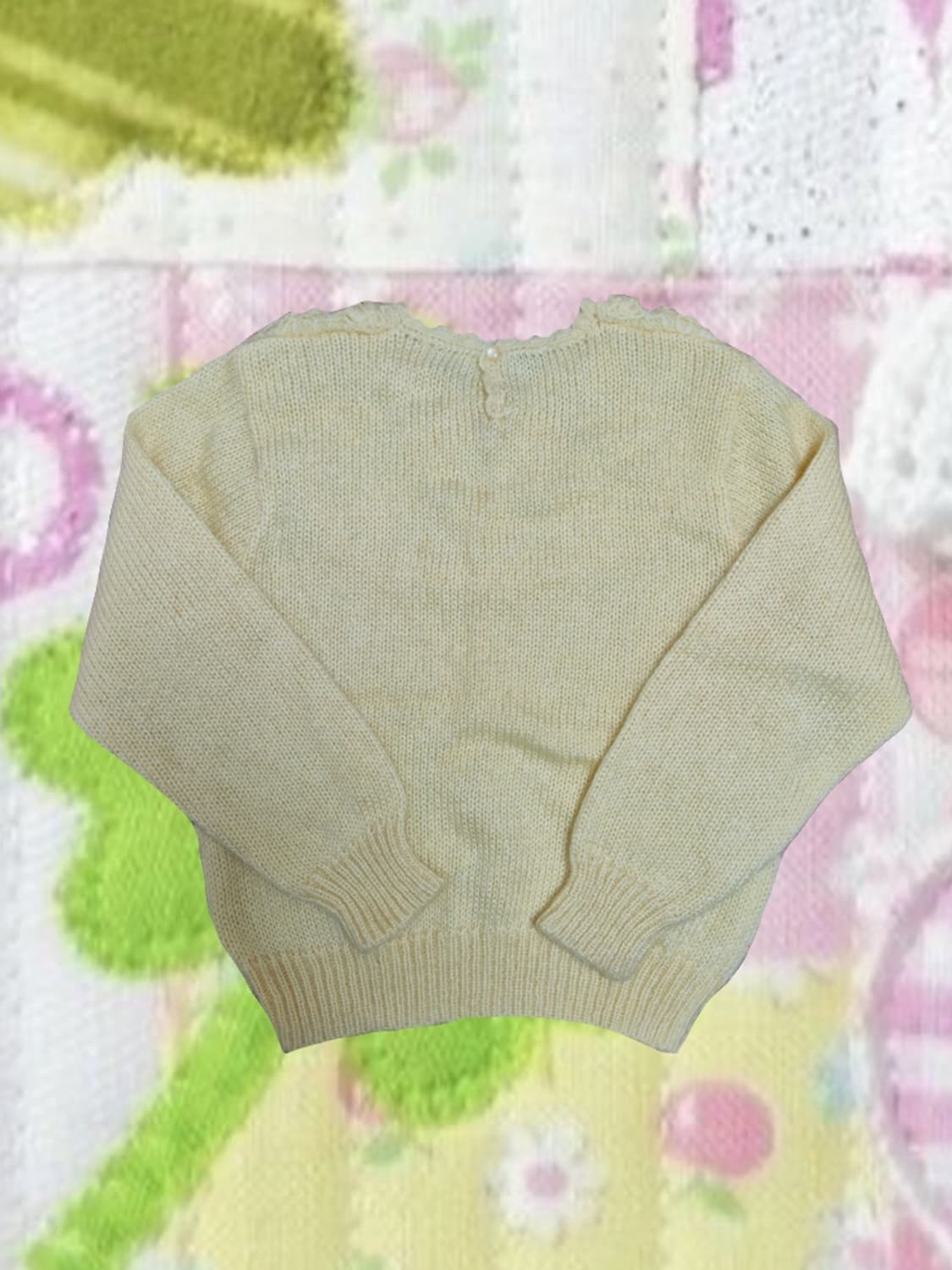 빈티지 모리걸 플라워 크로셰 뜨개 니트 병아리 레이스 스웨터 상품이미지2