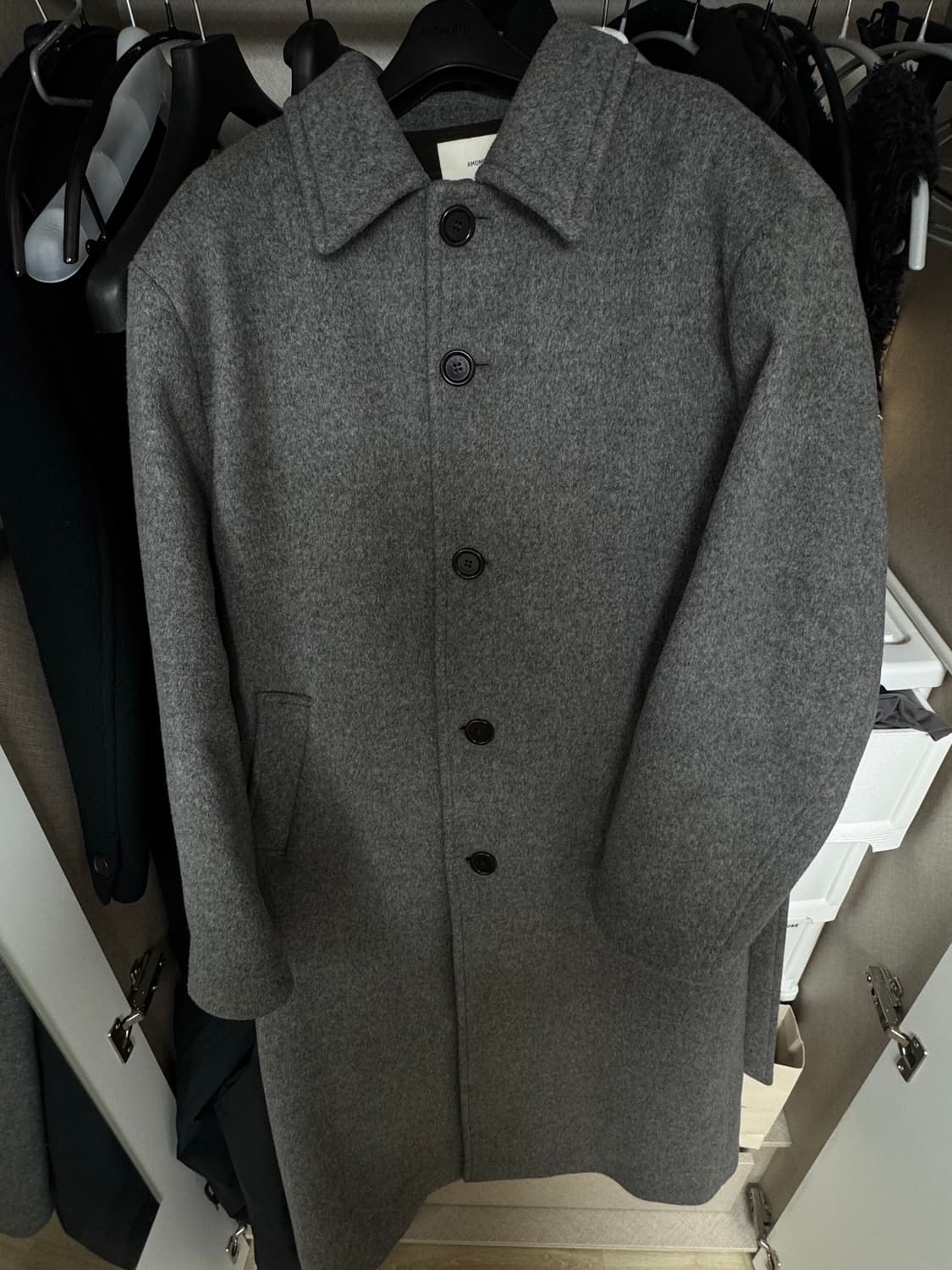 아모멘토 싱글 브레스티드 코트 그레이 상품이미지1