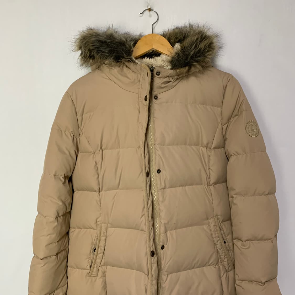 로렌 랄프로렌 후드 퍼 패딩 코트 베이지 여성 L 폴로여성 상품이미지4