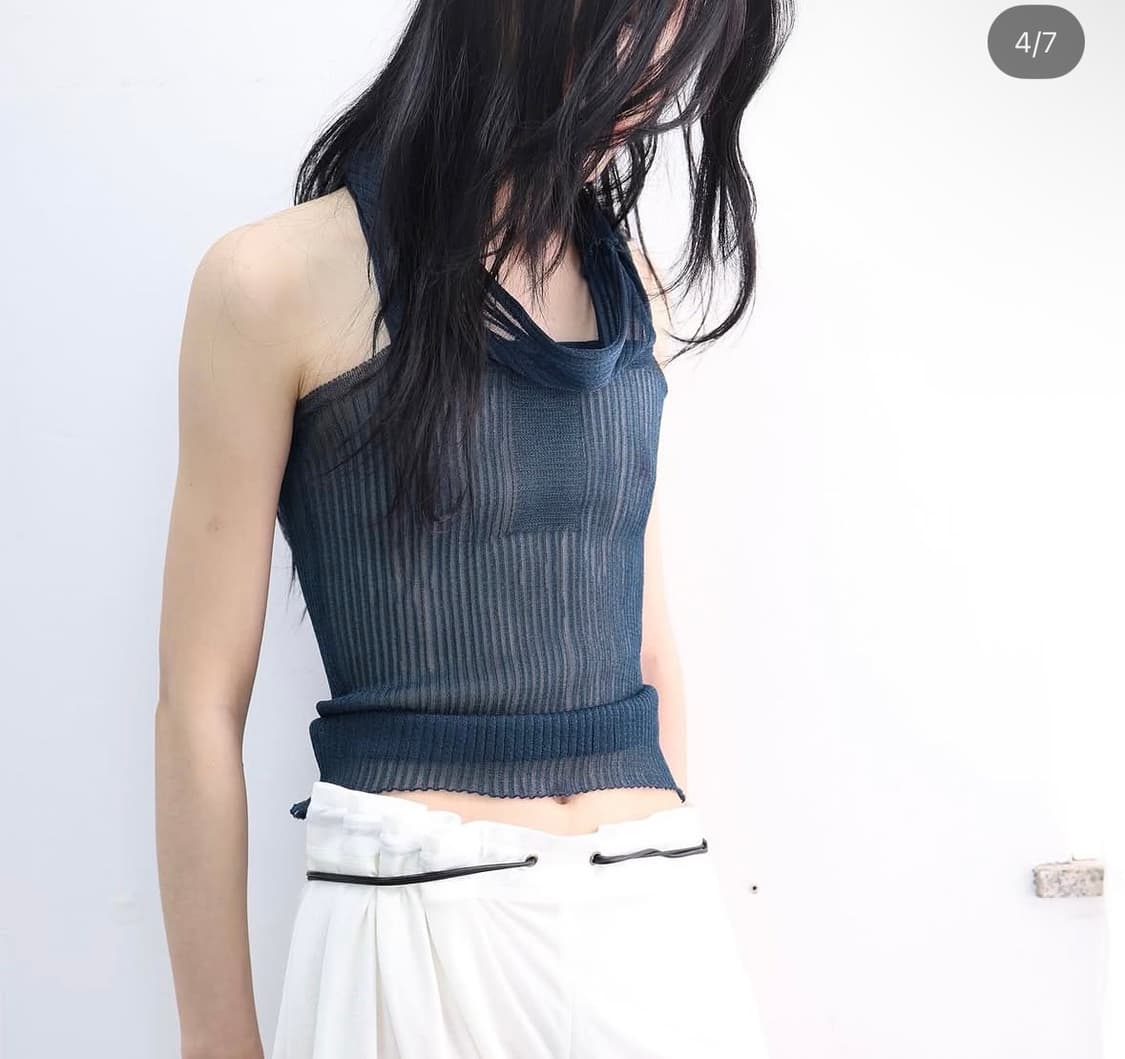 SHEER TANK TOP 블루 상품이미지4