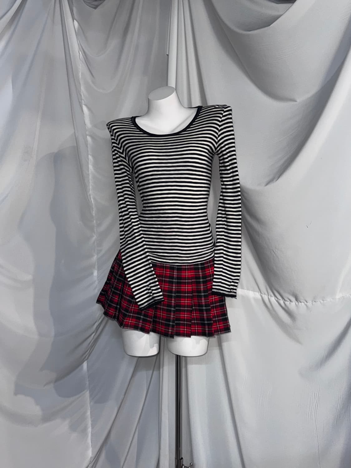 5351 나나깔 펑크 레드체크 아일렛 코디세트 상품이미지3