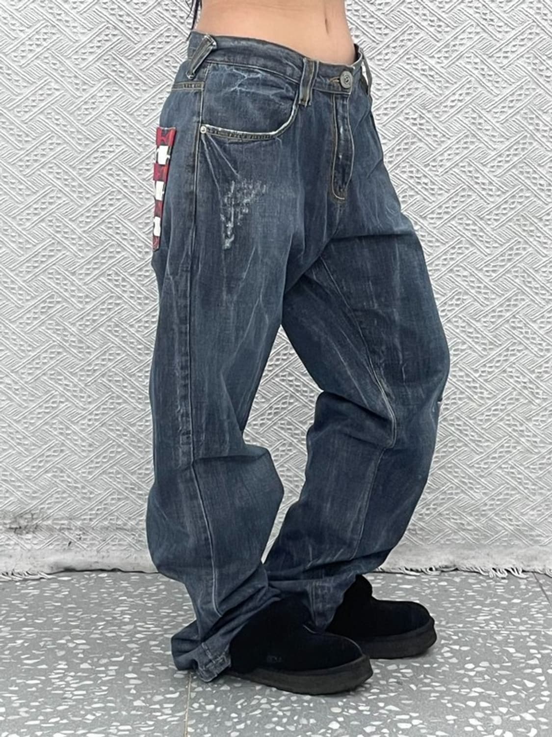 에비수 펑크 키치 하운드체크 포켓 데님팬츠 36인치 C09882 상품이미지2