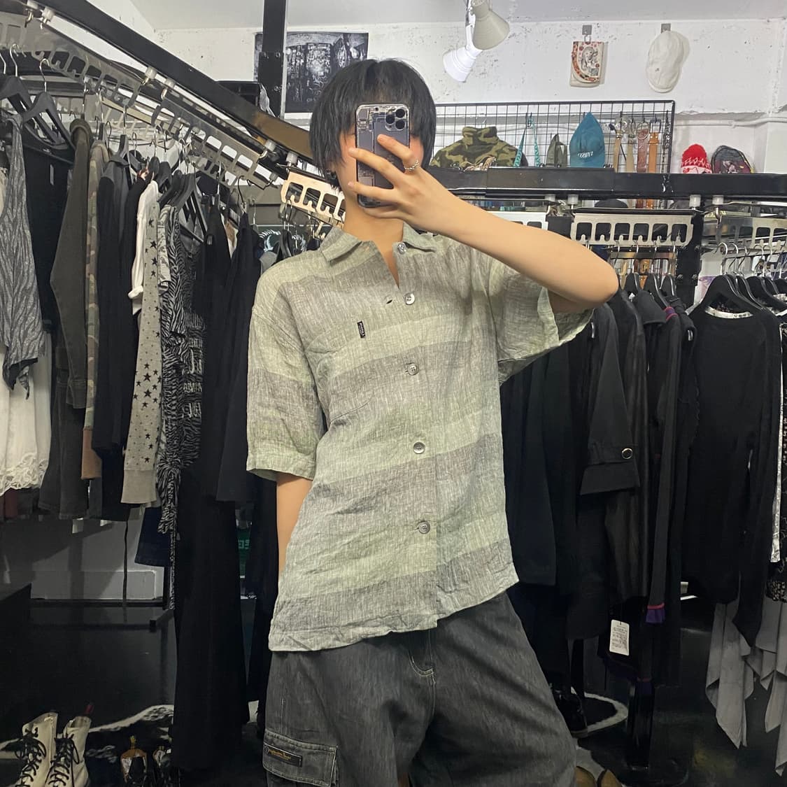 Lanvin 린넨 스트라이프 포켓 반팔 셔츠 상품이미지6