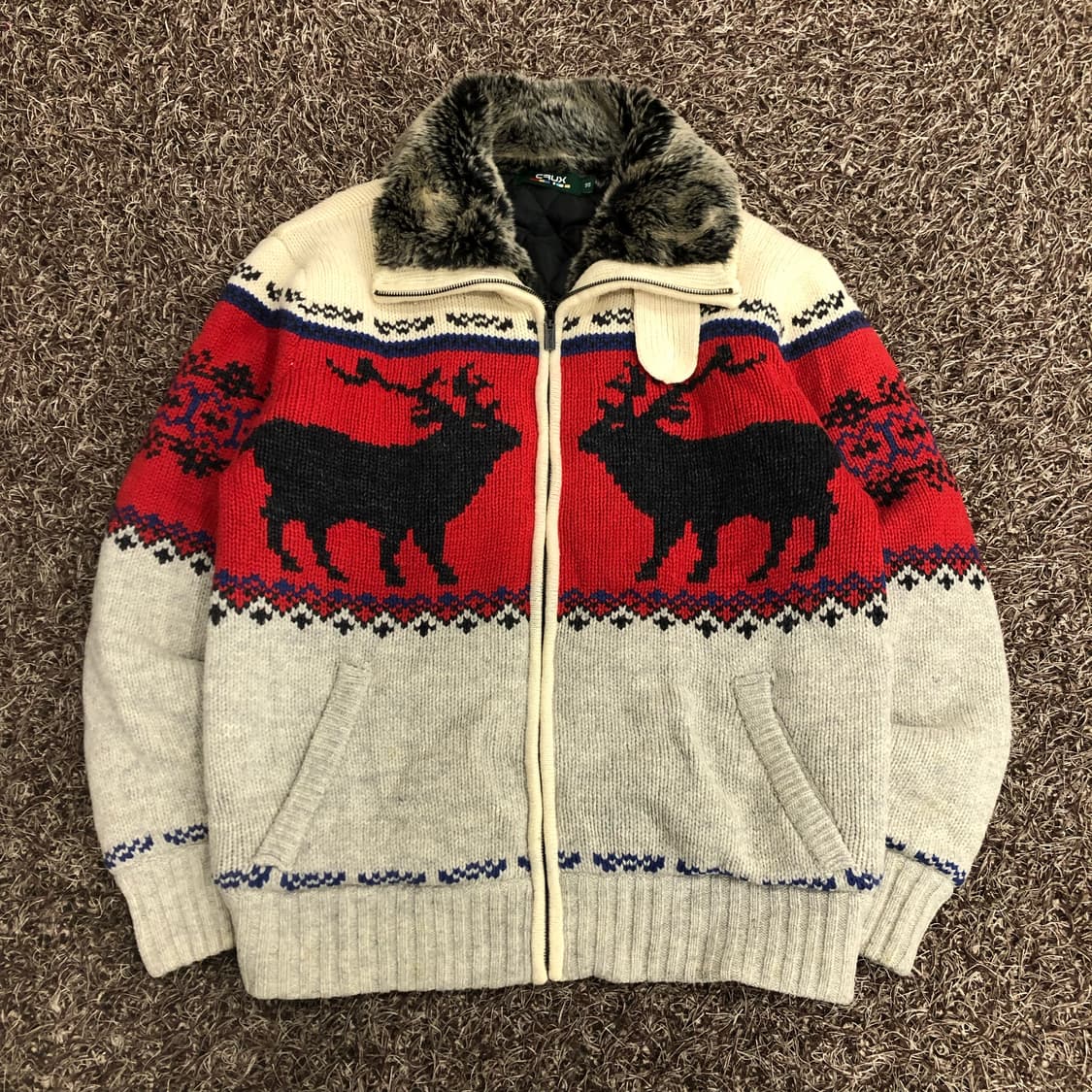 CRUX 코위찬 퍼 하이넥 집업 자켓 상품이미지1