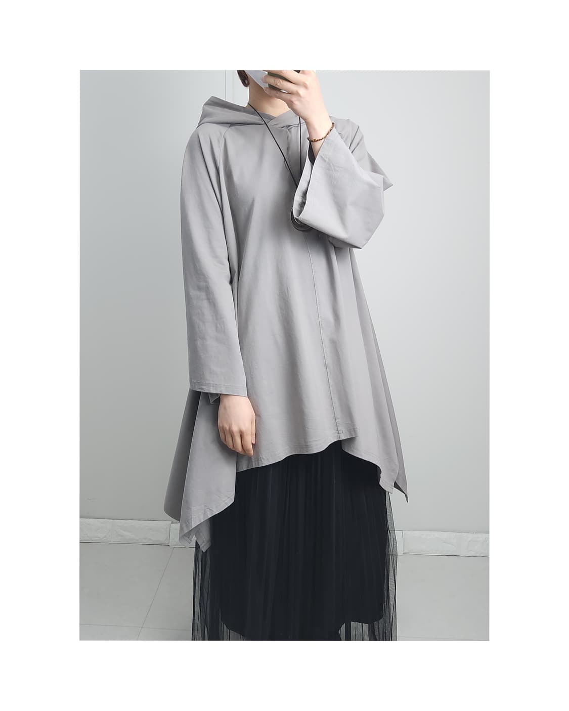 (BITTOKO)언발 후드 롱 탑 상품이미지1