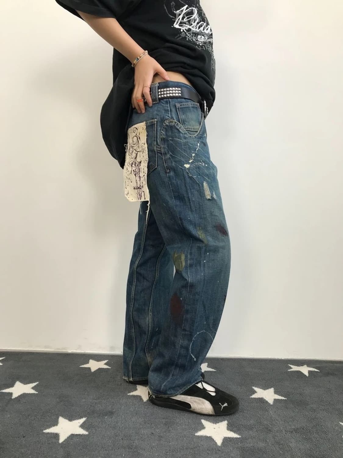 Vintage Paint Splatter Denim Jeans 상품이미지2
