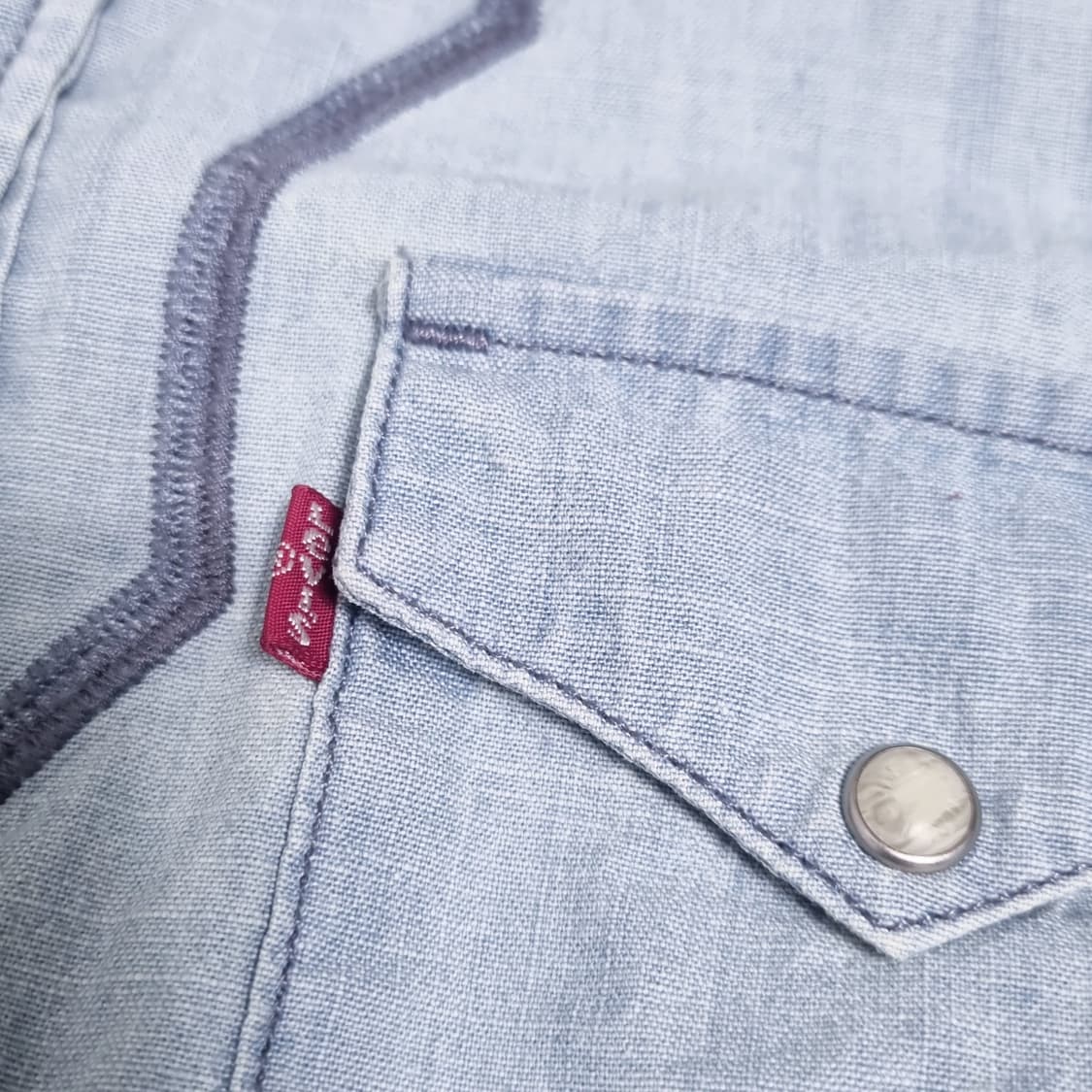 빈티지 리바이스 웨스턴 연청 데님 셔츠 여자 XS 청자켓 긴팔 상품이미지9