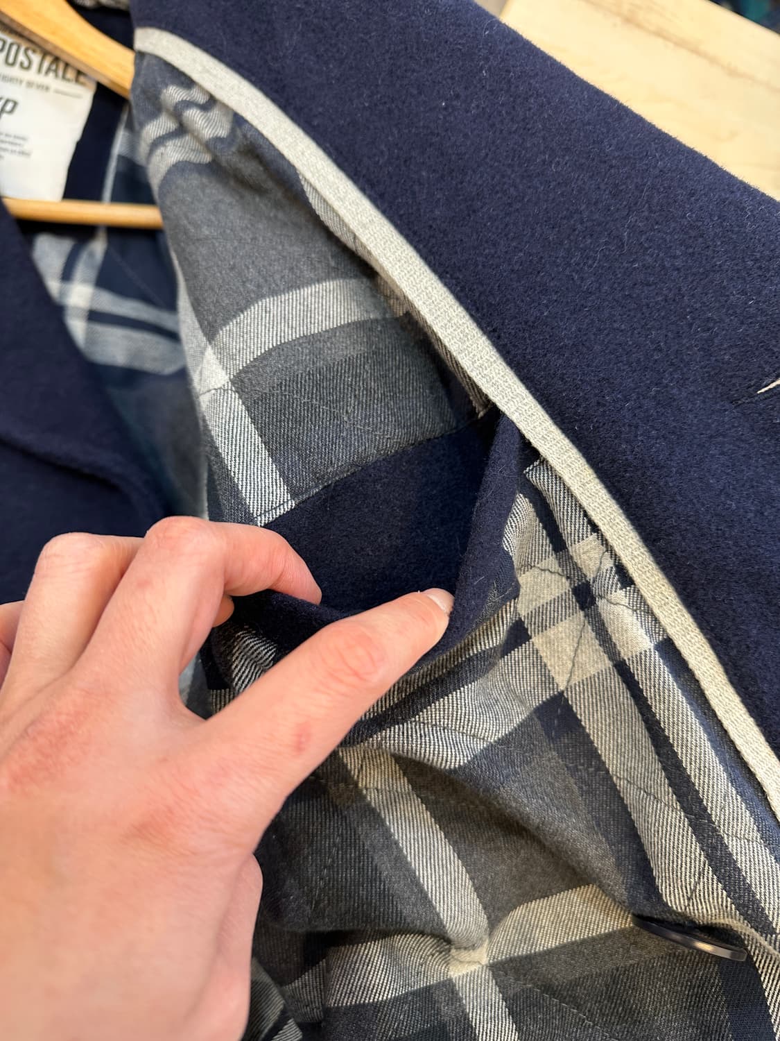 S) 에어로포스테일 네이비 울 하프 더블 자켓 상품이미지5