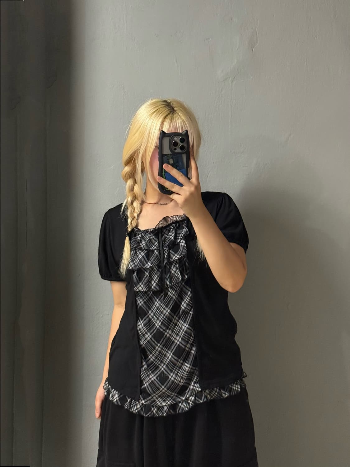 check pattern layered detail top  상품이미지2