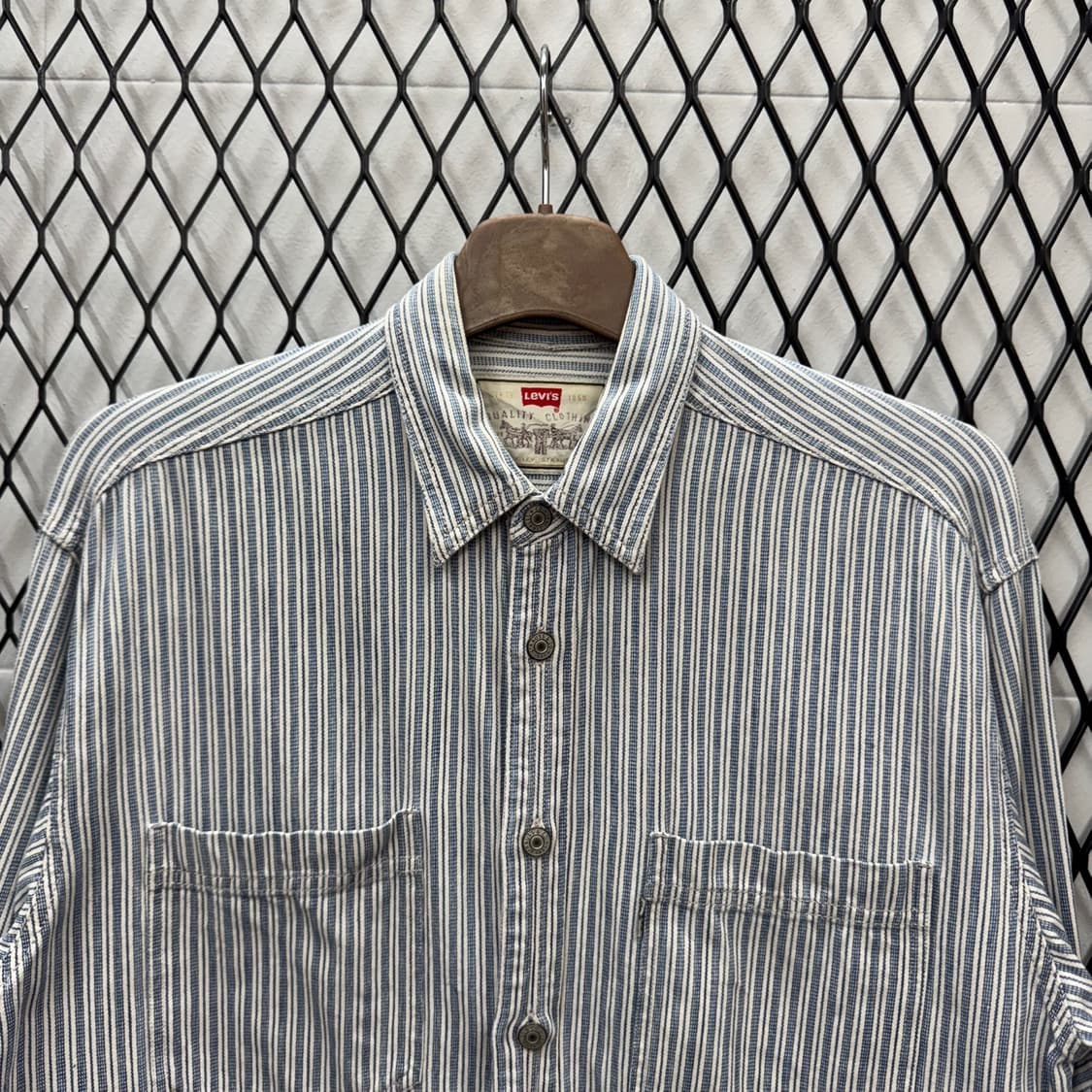 리바이스 워크 셔츠 스트라이프 패턴 어센틱 진 스퀘어 스카이블루 상품이미지3