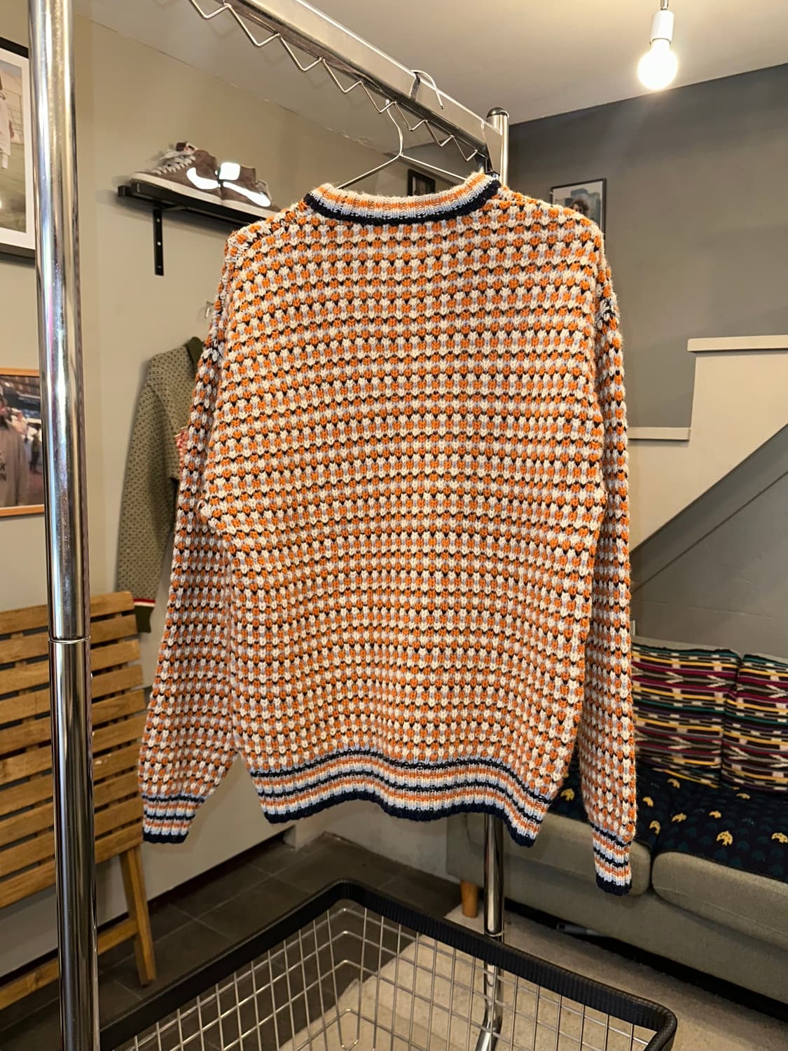 Beams check pattern detail wool knitwear 상품이미지8