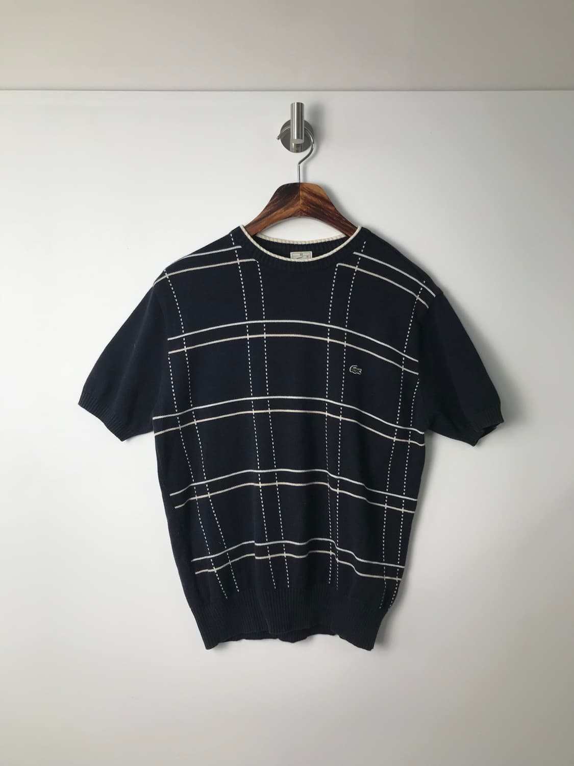 라코스테 자수로고 체크 반팔 니트 상품이미지2