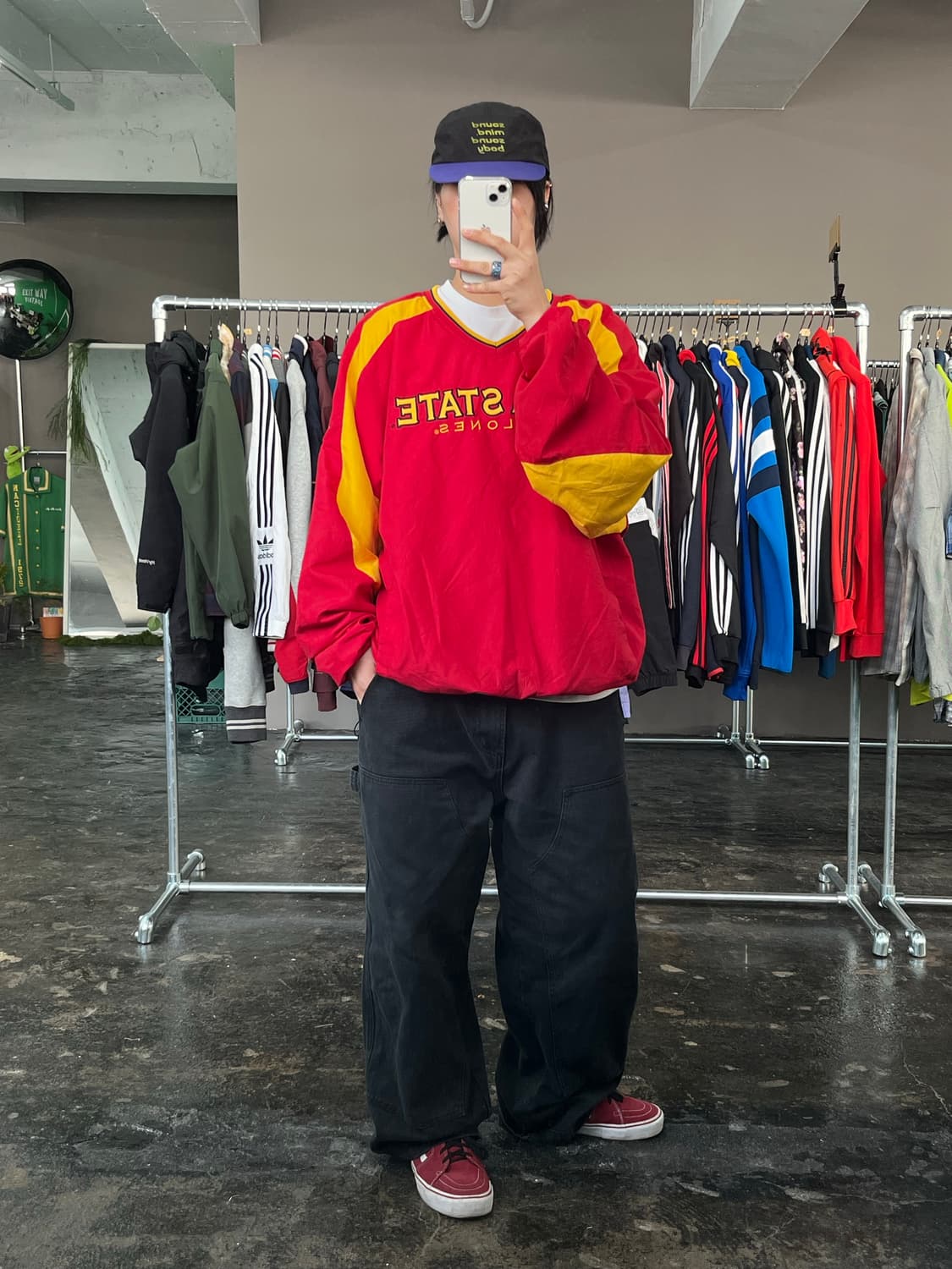 빈티지 올드스쿨 V넥 바람막이 웜업자켓 상품이미지3