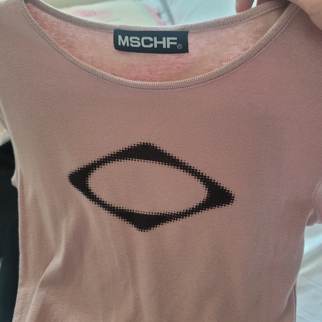 (2장 일괄) 미스치프 롬버스 블러 미니 크롭 티셔츠 크롭티 반팔 s 상품이미지3