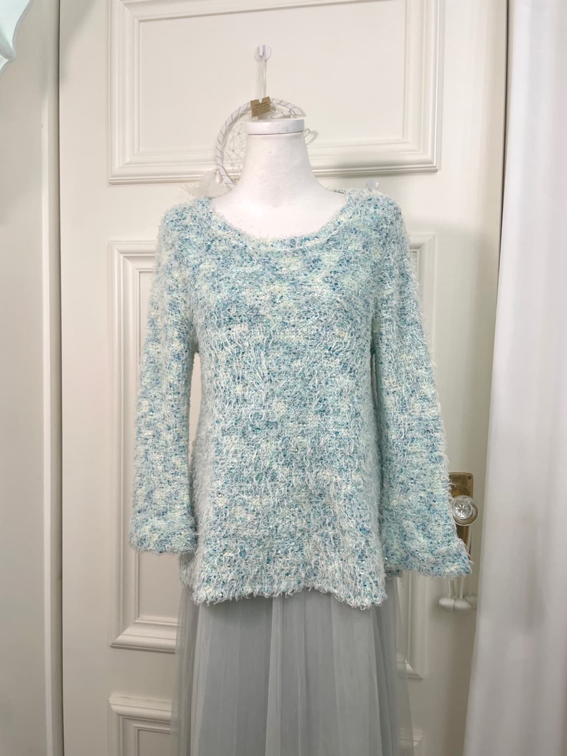 mint blue popcorn boucle sweater(size-M) 상품이미지1