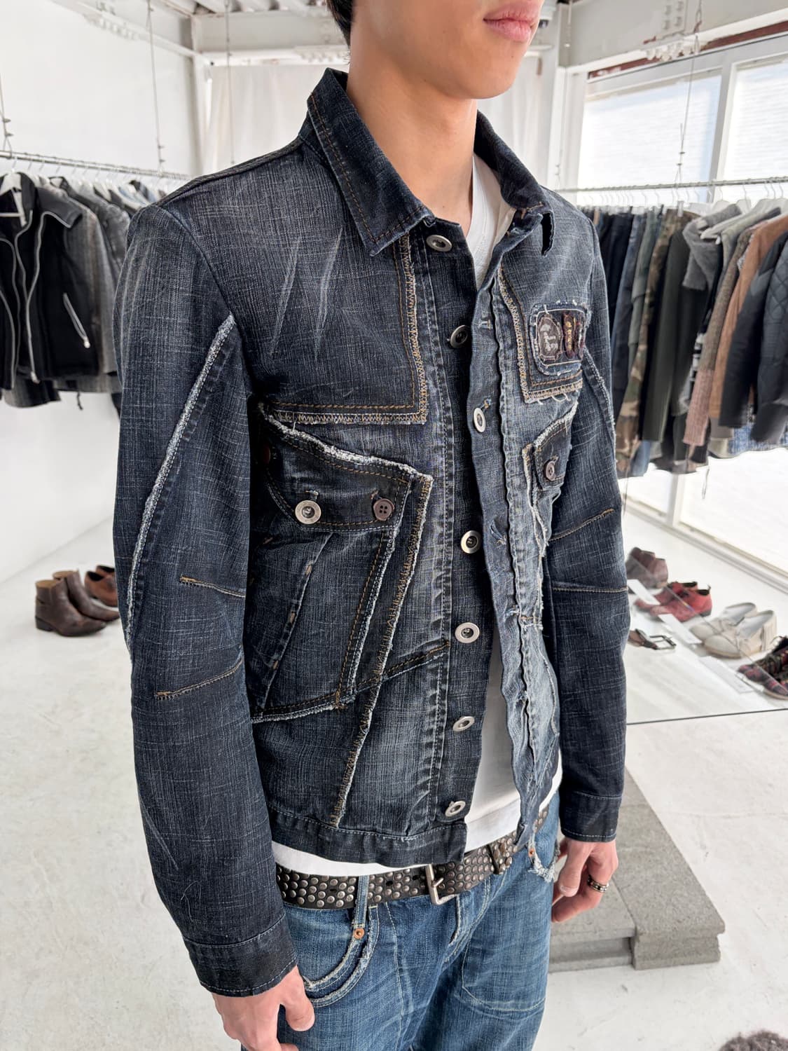 2000’s 저버드 스타 패널 데님 자켓 상품이미지1