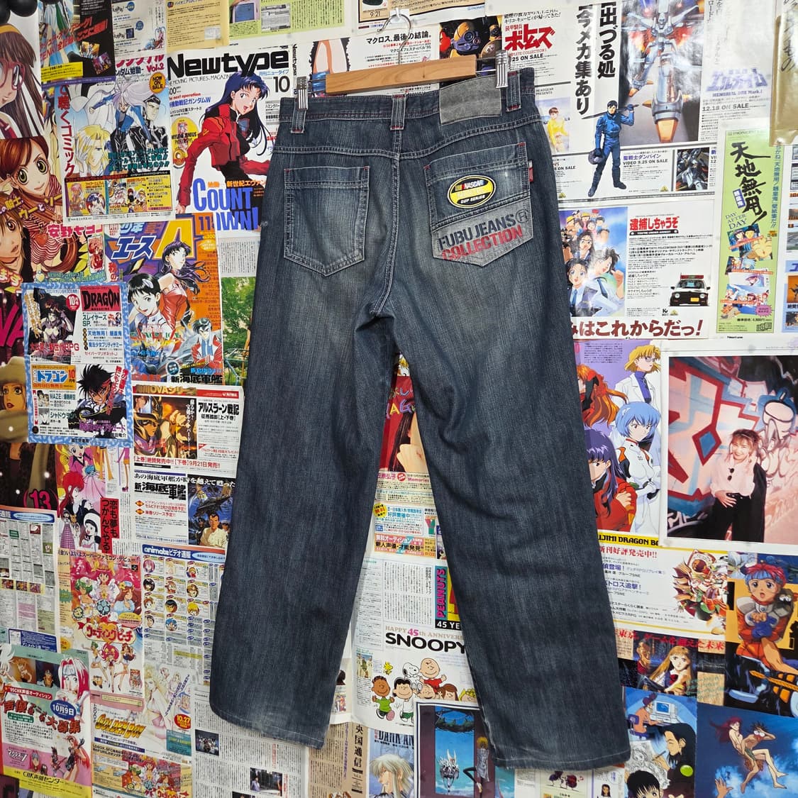 후부 레이싱 자수 레터링 데님 팬츠 상품이미지6