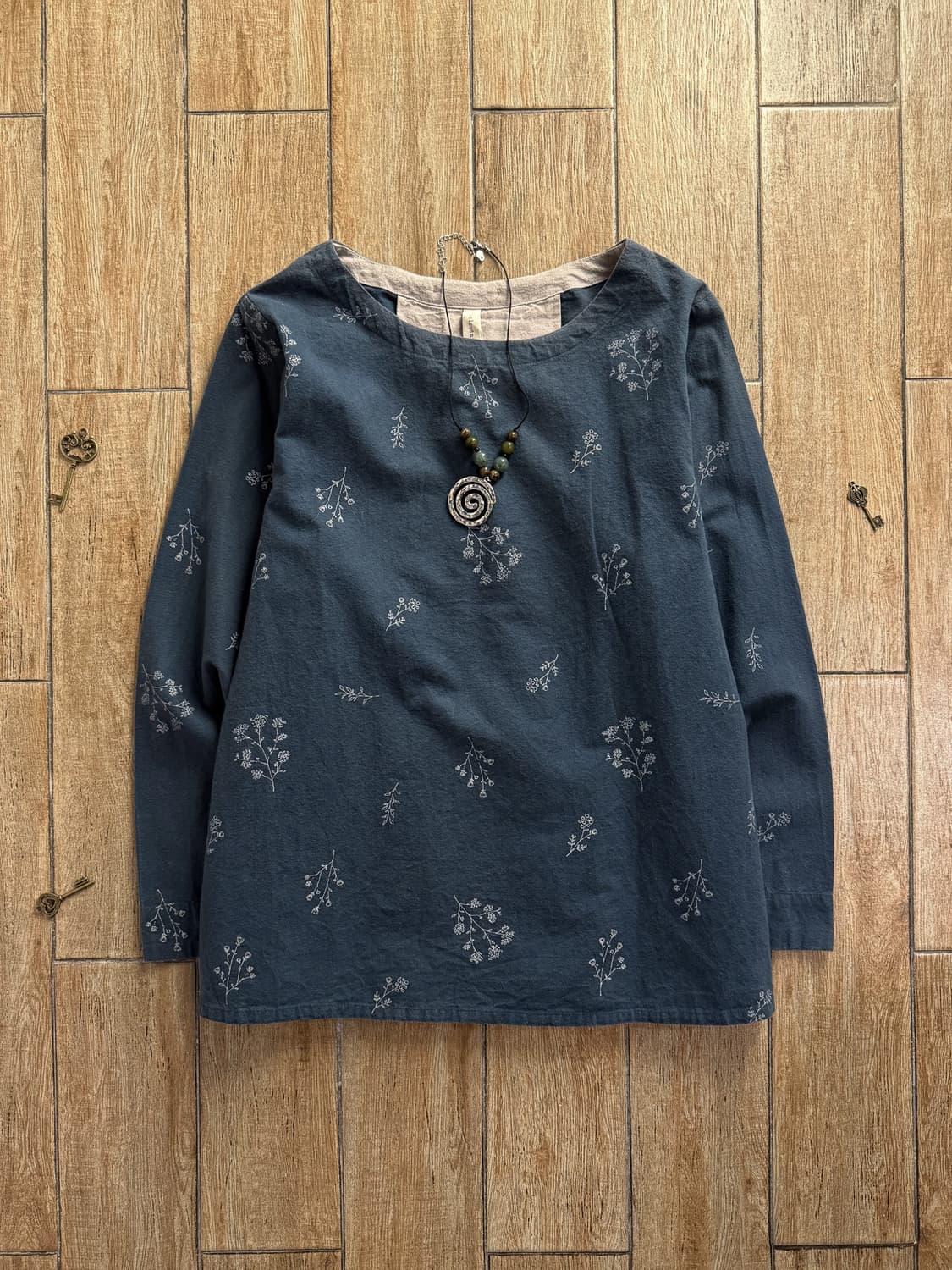 100%Cotton Flower Pattern Blouse 0118 상품이미지1