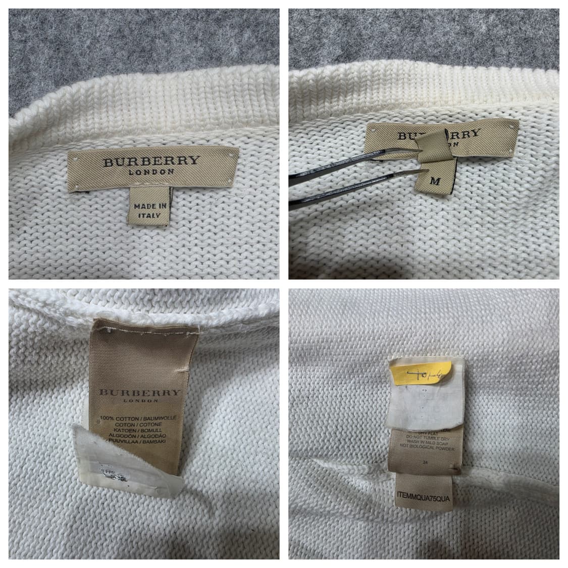 버버리 빈티지 노바 체크 트림 소매 버튼 라운드넥 니트 가디건 M 상품이미지10