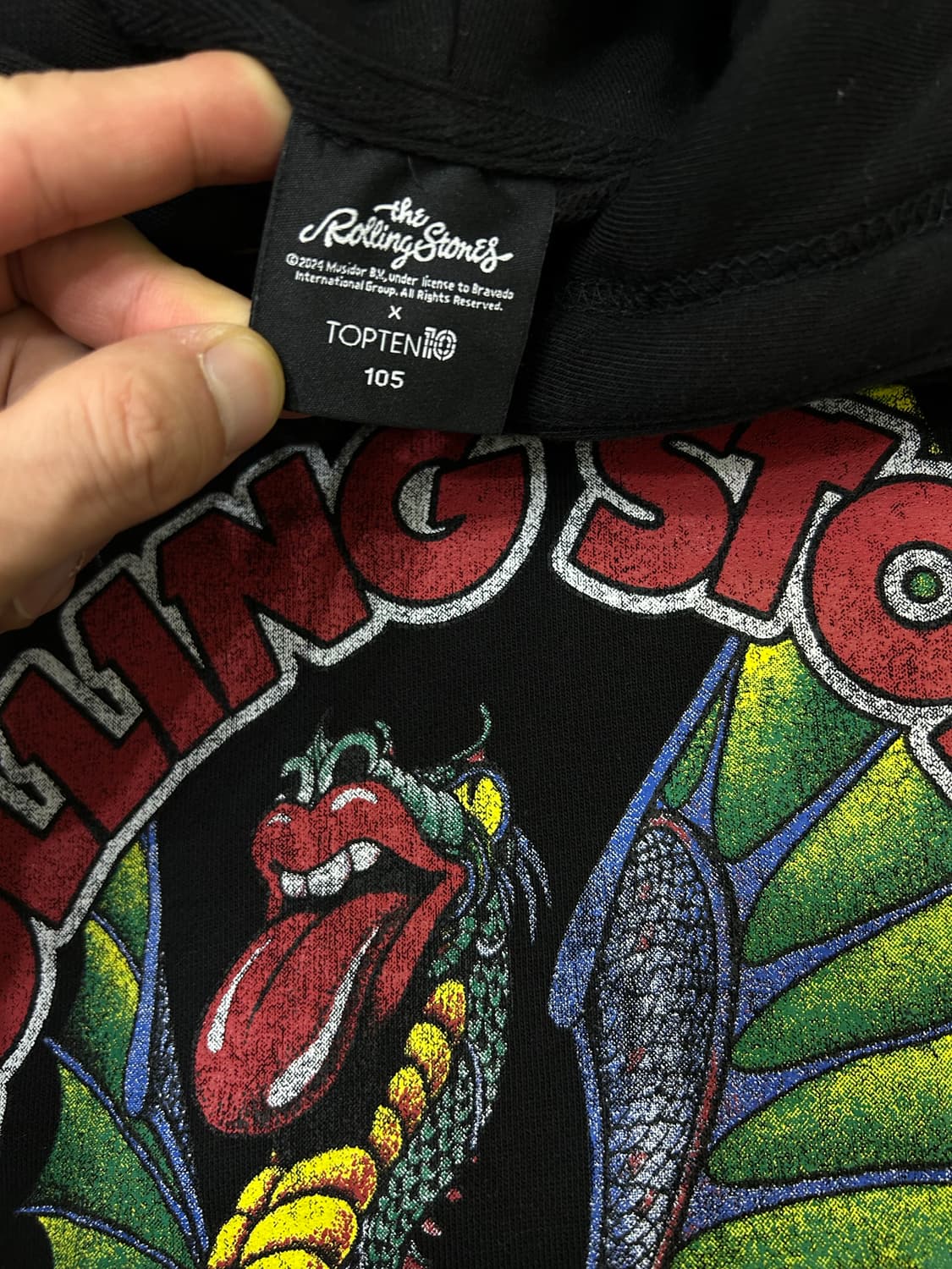 [XL]탑텐x롤링스톤즈 후드/블랙/기모 상품이미지5