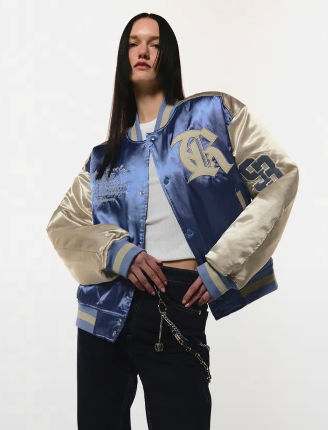 커렌트 글로시 스카이블루 바시트 자켓 상품이미지1