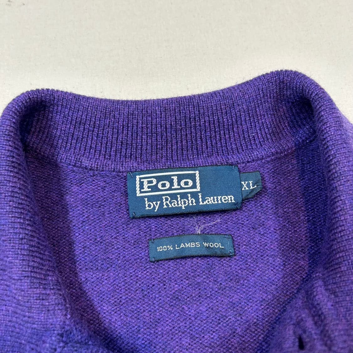XL) 폴로 랄프로렌 램스울 카라넥 니트 퍼플&그린포니 상품이미지6