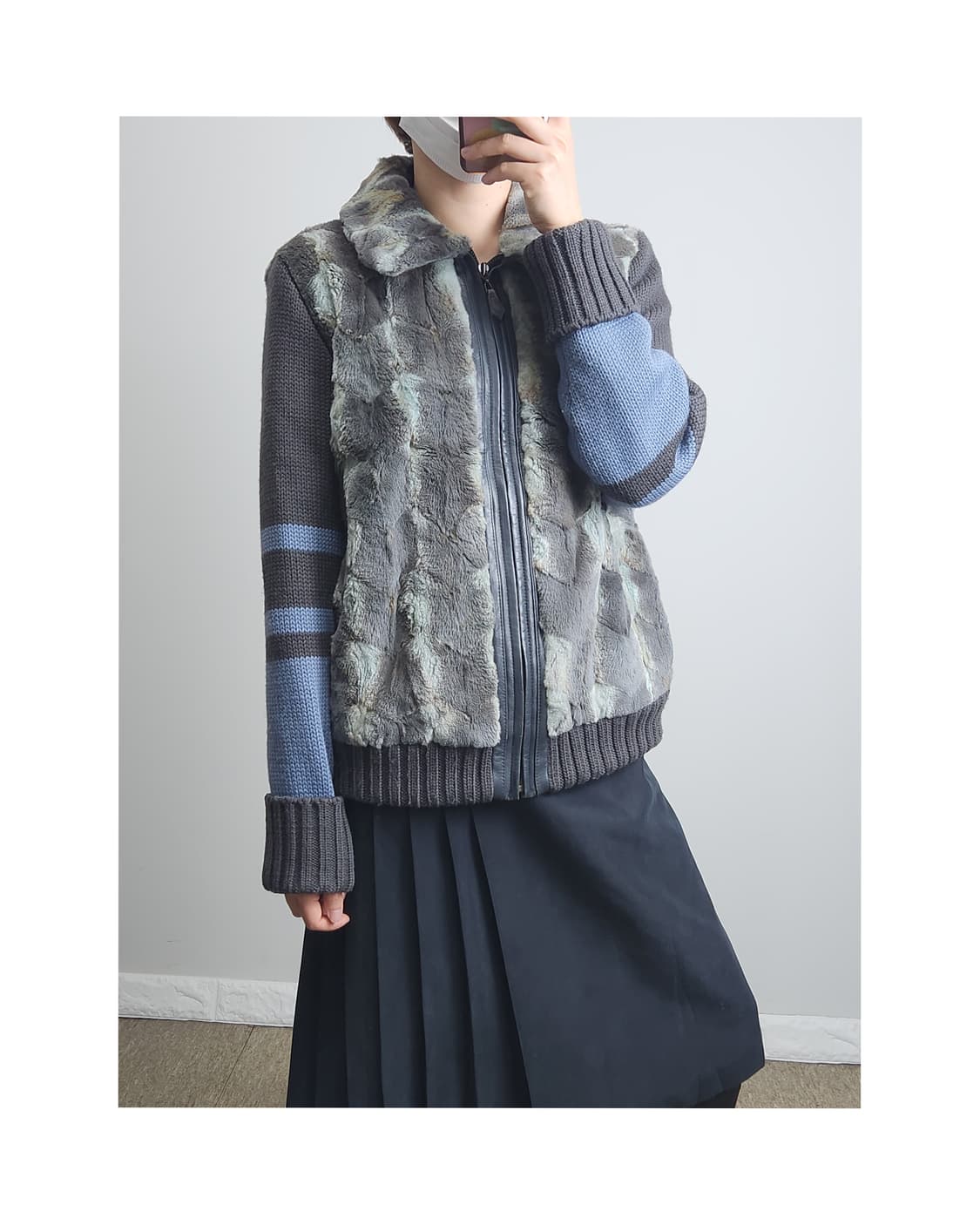 퍼•니트 집업 자켓 상품이미지1