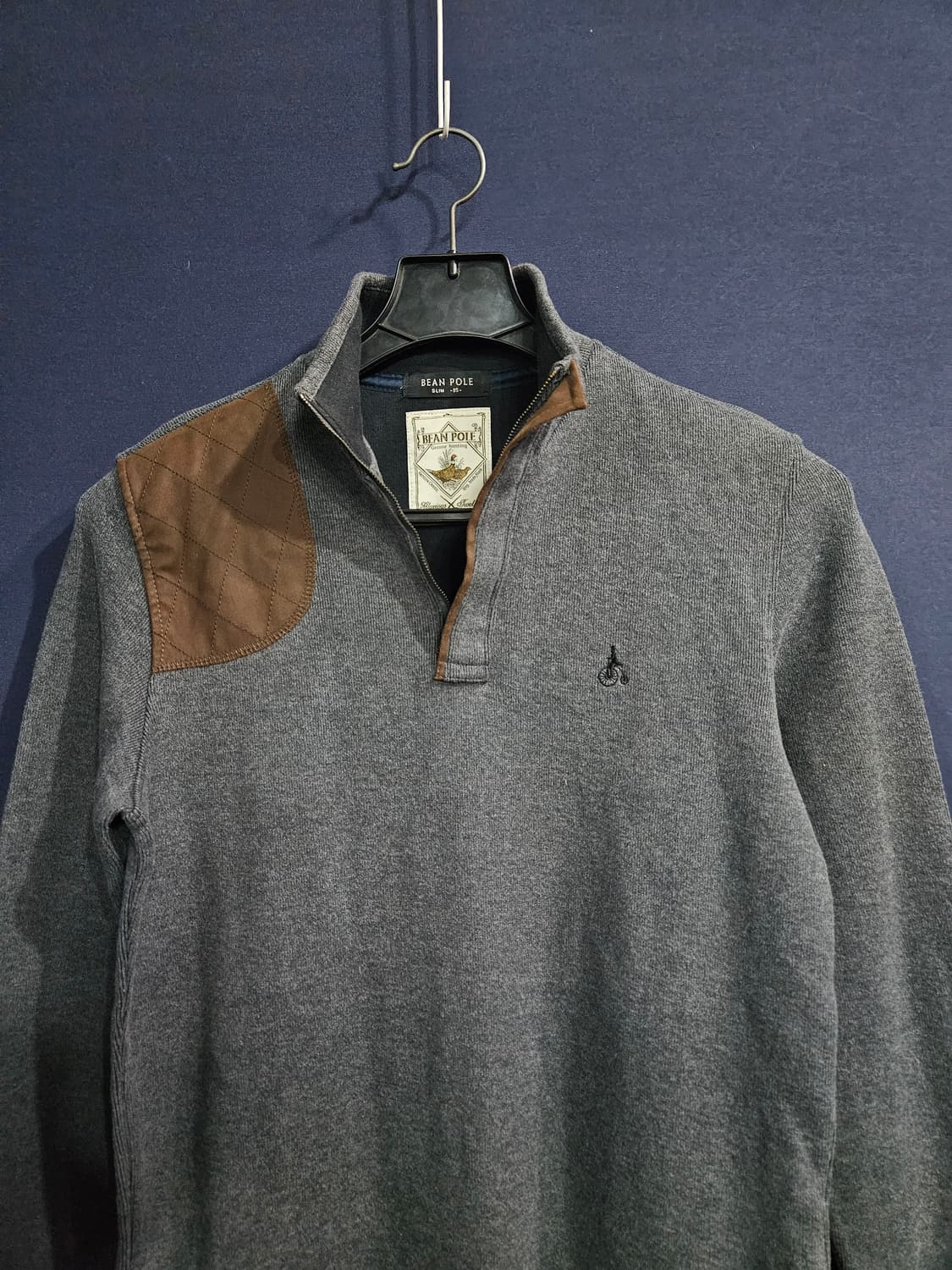 빈폴 다크그레이 남성 슬림핏 95 반집업 기모 긴팔티  상품이미지7