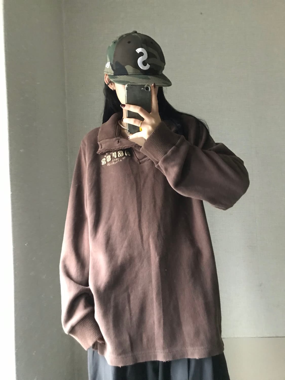 아베크롬비 브라운 스웻 버튼탑 상품이미지1