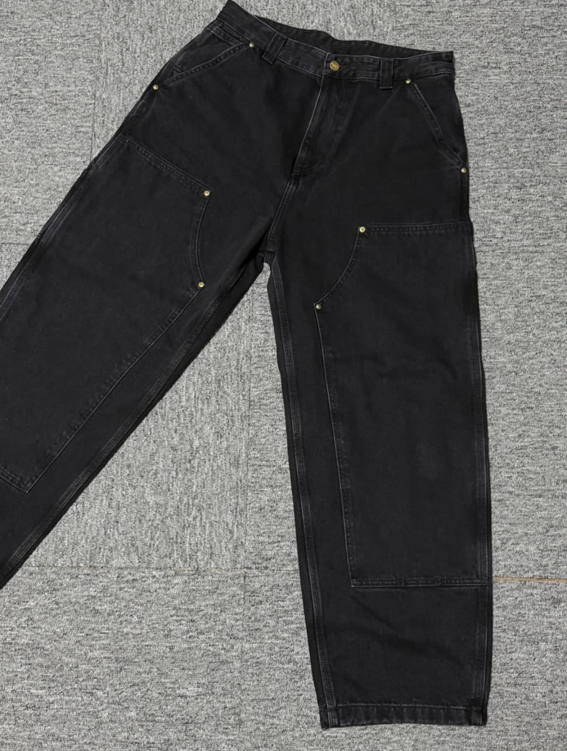 칼하트 WIP 내쉬 루즈 핏 더블 니 팬츠 블랙 S 상품이미지2