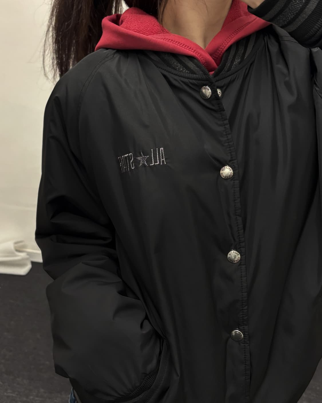 컨버스 폴리쉘 베이스볼 점퍼 블랙 상품이미지3