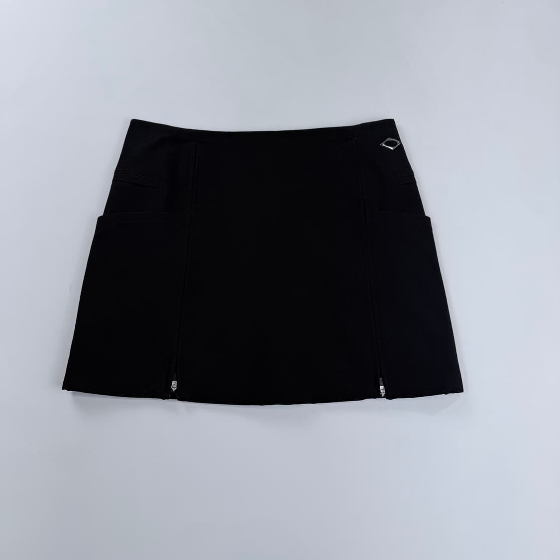 미스치프 지퍼 슬릿 스커트 블랙 상품이미지2