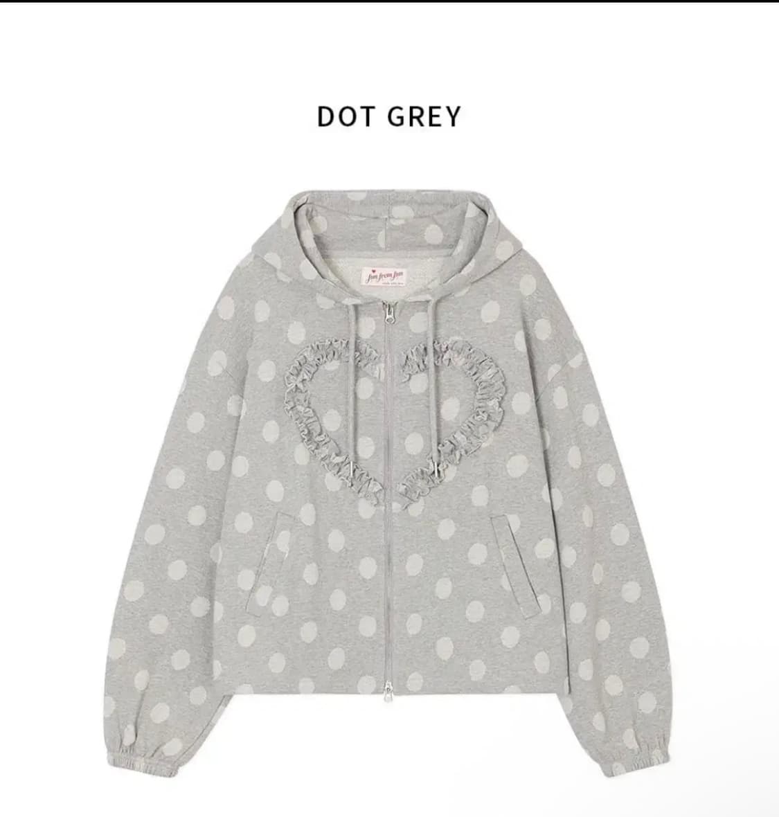 펀프롬펀 프릴 하트 후디 도트 그레이 상품이미지1