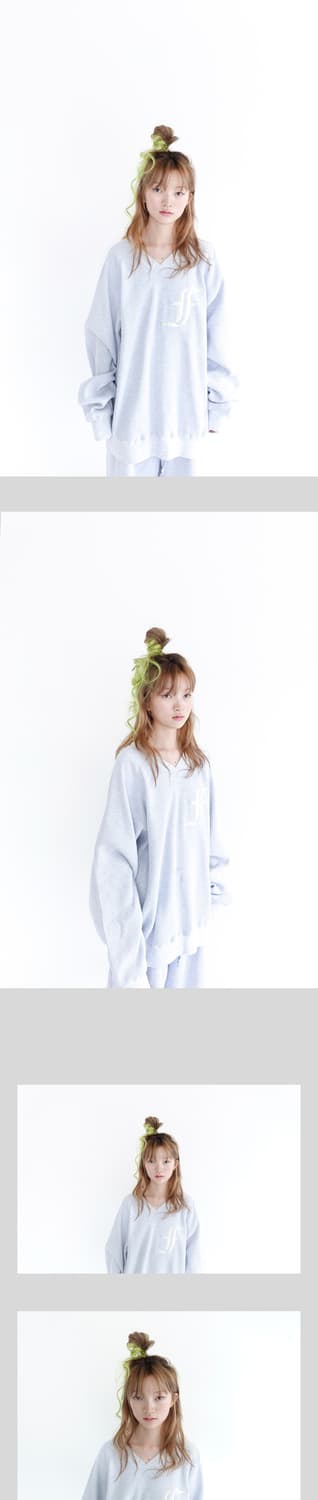 샵페어리 와플 맨투맨 멜란지 그레이 상품이미지2