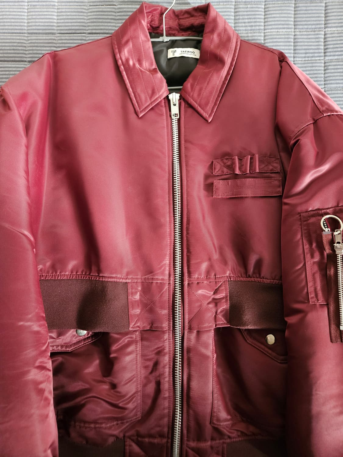 taewoo 태우 더블 봄버 자켓 버건디 상품이미지1