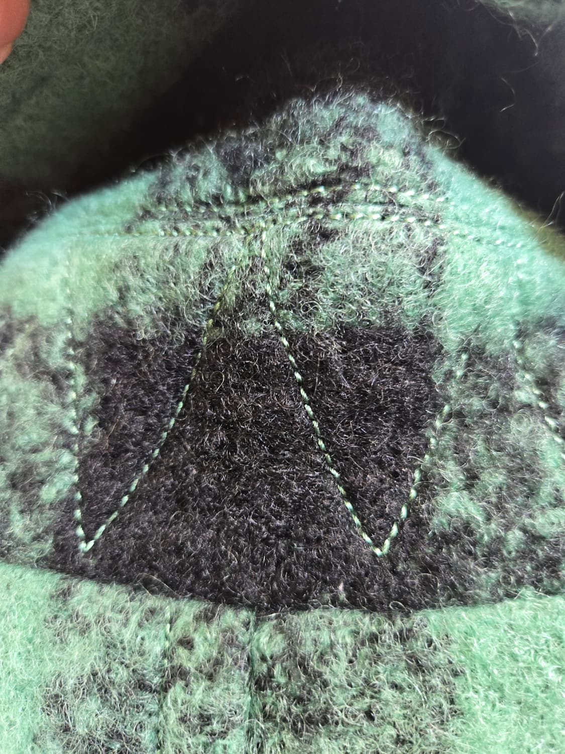 오즈세컨 그린블랙 체크 빅카라코트 상품이미지7