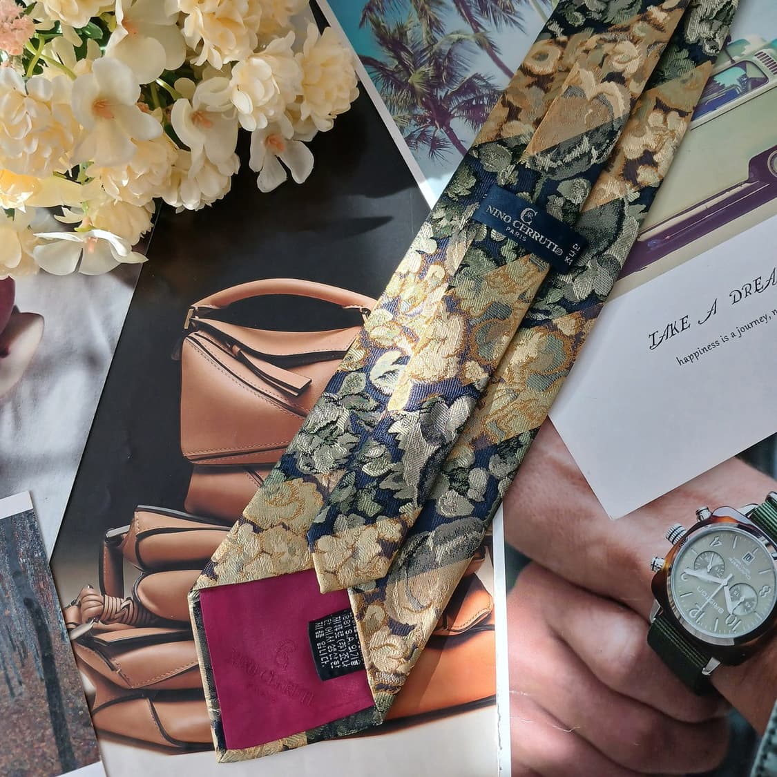 세루티 실크 그린 플라워 자카드 넥타이 9.3cm A등급 A19224
 상품이미지3