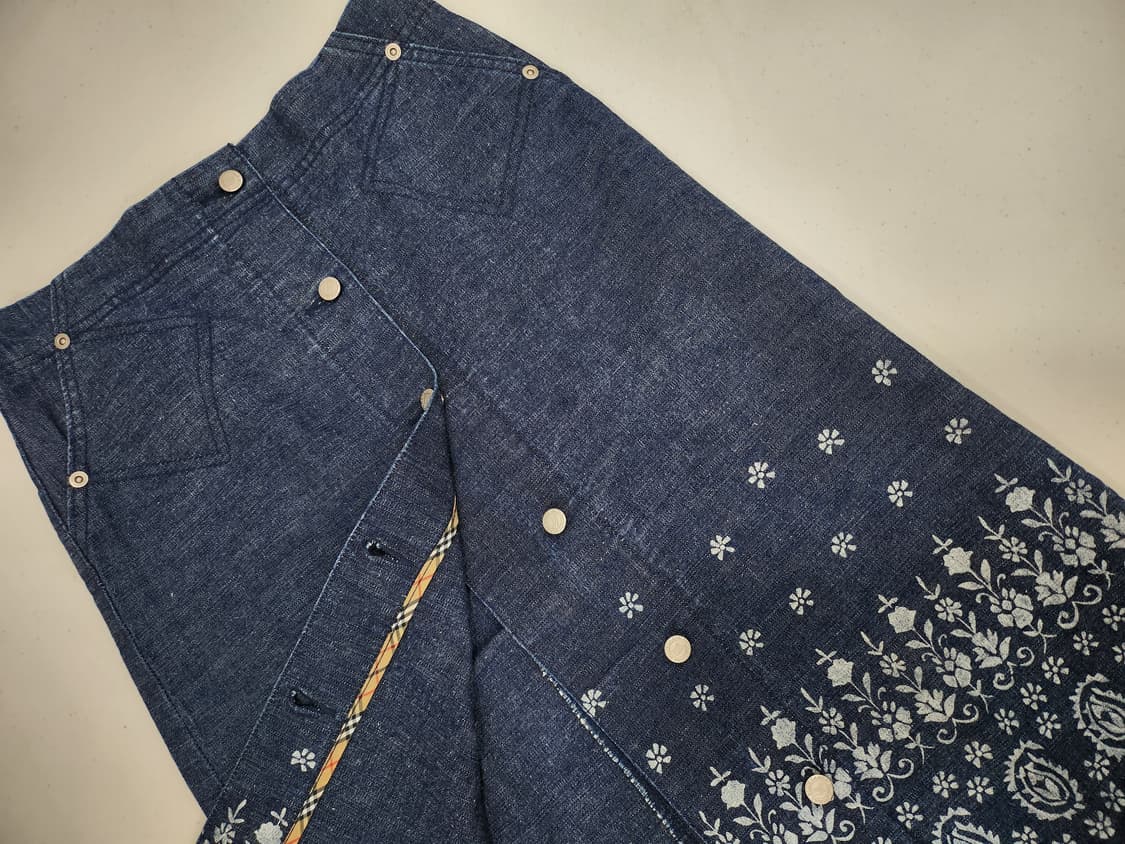 버버리 블루라벨 데님 버튼 스커트 36  노바체크 플라워 프린트 A라인
 상품이미지6