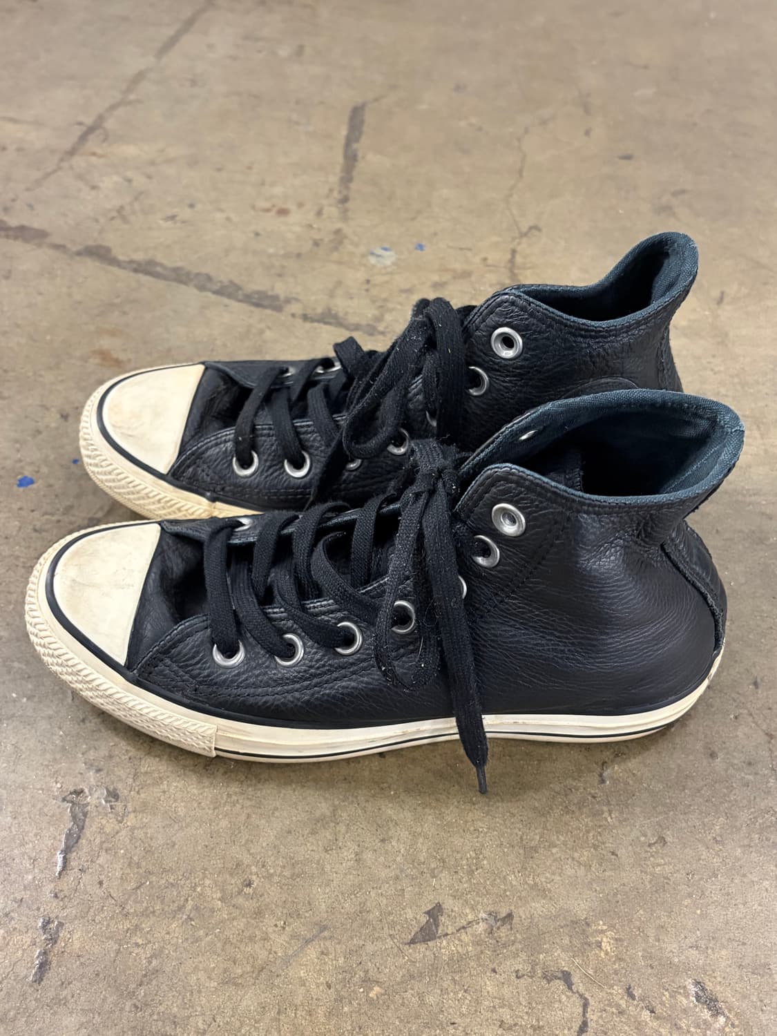 컨버스 블랙 레더 하이 스니커즈 230 상품이미지4